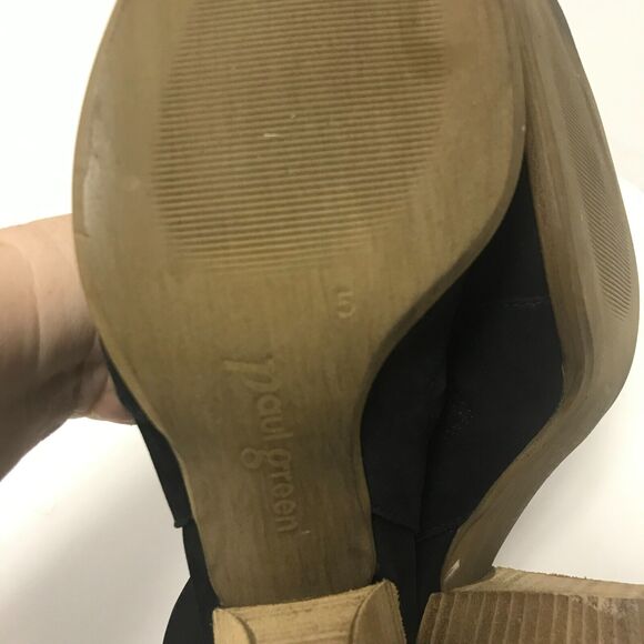 Paul Green Sandals Womens 5 Black Suede Open Toe Bootie Zip Heel Cut Out - Picture 10 of 11